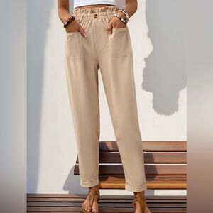 Frill High Waist Pants with Pockets